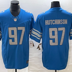 Men's Detroit Lions #97 Aidan Hutchinson Blue 2023 F.U.S.E Vapor Untouchable Limited Jersey