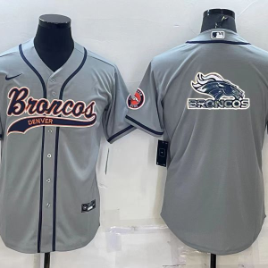 Copy Men's Denver Broncos Blank Grey Baseball Nike Jersey