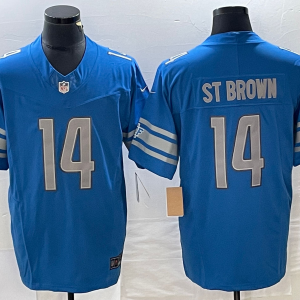 Men's Detroit Lions #14 Amon Ra St Brown Blue 2023 F.U.S.E Vapor Untouchable Limited Jersey