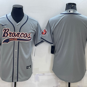 Men's Denver Broncos Blank Grey Baseball Nike Jersey