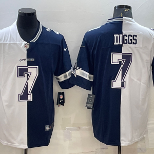 Men's Dallas Cowboys #7 Trevon Diggs White/Navy Split Split Vapor Untouchable Limited Jersey
