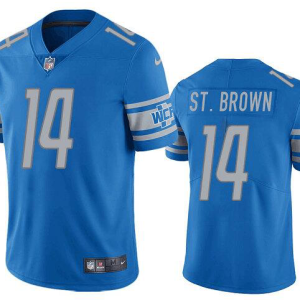 Men's Detroit Lions #14 Amon Ra St Brown Blue Vapor Untouchable Limited Jersey