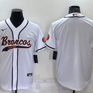 Men's Denver Broncos Blank White Baseball Nike Jersey