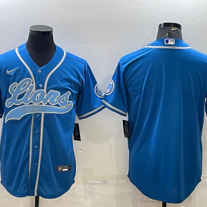 Men's Detroit Lions Blank Blue Baseball Nike Jersey