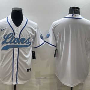 Men's Detroit Lions Blank White Baseball Nike Jersey
