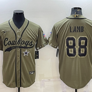 Men's Dallas Cowboys #88 CeeDee Lamb 2022 Olive Salute To Service Baseball Nike Jersey