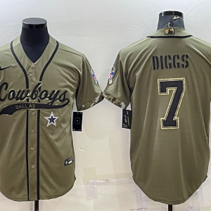 Men's Dallas Cowboys #7 Trevon Diggs 2022 Olive Salute To Service Baseball Nike Jersey