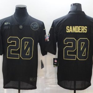 Detroit Lions #20 B.Sanders 2020 Black Salute To Service Limited Jersey