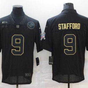 Men's Detroit Lions #9 Matthew Stafford 2020 Black Salute To Service Limited Jersey