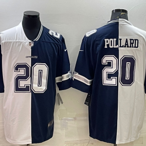Men's Dallas Cowboys #20 Pollard White/Navy Split Split Vapor Untouchable Limited Jersey
