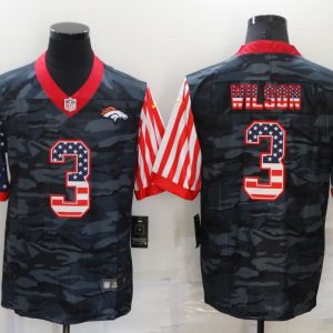 Men's Denver Broncos #3 Russell Wilson Camo USA Flag Limited Jersey