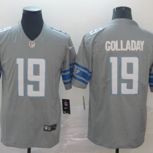 Men's Detroit Lions #19 Kenny Golladay Gray Inverted Legen Stitched NFL Jersey