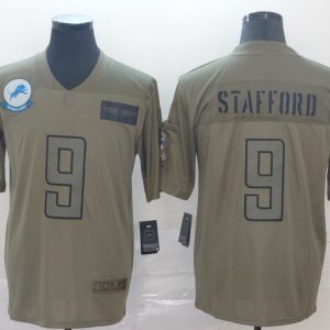 Nike Lions #9 Matthew Stafford Olive 2019 Salute To Service Limited Men Jersey
