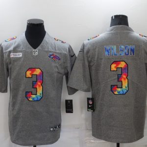 Men's Denver Broncos #3 Russell Wilson Grey Crucial Catch Limited Jersey