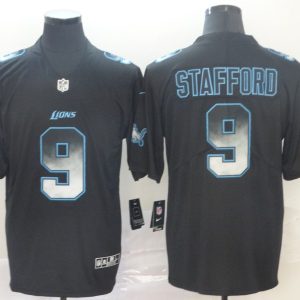 Detroit Lions #9 Matthew Stafford 2019 Black Smoke Fashion Limited Men Jersey