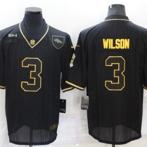 Men's Denver Broncos #3 Russell Wilson Black/Gold Salute To Service Limited Jersey