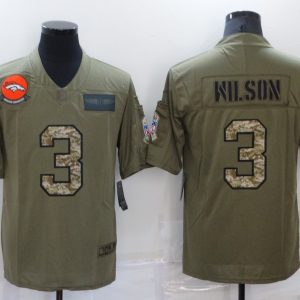 Men's Denver Broncos #3 Russell Wilson Green Camo Salute To Service Limited Jersey