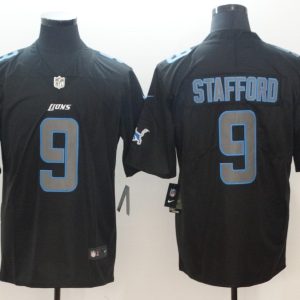 Nike 2018 Detriot Lions #9 Stafford Fashion Impact Black Color Rush Limited Jersey
