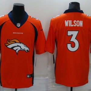 Men's Denver Broncos #3 Russell Wilson Orange Shadow Logo Limited Jersey