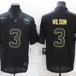 Men's Denver Broncos #3 Russell Wilson Black Salute To Service Limited Jersey