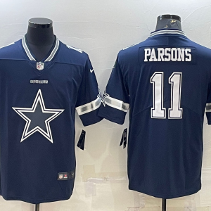 Men's Dallas Cowboys #11 Micah Parsons Blue Team Big Logo Number Vapor Untouchable Limited Jersey