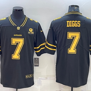 Men's Dallas Cowboys #7 Trevon Diggs Black Gold Edition With 1960 Patch Limited Jersey