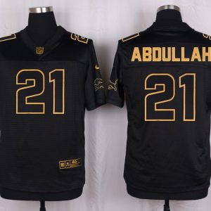 Mens Detriot Lions #21 Aboullah Pro Line Black Gold Collection Jersey