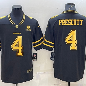 Men's Dallas Cowboys #4 Dak Prescott Black Gold Edition With 1960 Patch Limited Jersey