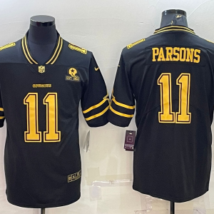 Men's Dallas Cowboys #11 Micah Parsons Black Gold Edition With 1960 Patch Limited Jersey