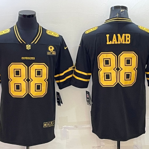 Men's Dallas Cowboys #88 CeeDee Lamb Black Gold Edition With 1960 Patch Limited Jersey