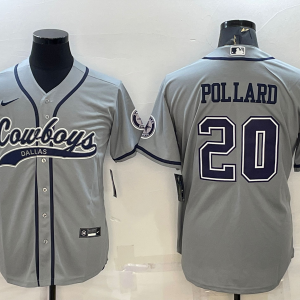 Men's Dallas Cowboys #20 Pollard Grey Nike Baseball Jersey