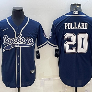 Men's Dallas Cowboys #20 Pollard Navy Nike Baseball Jersey
