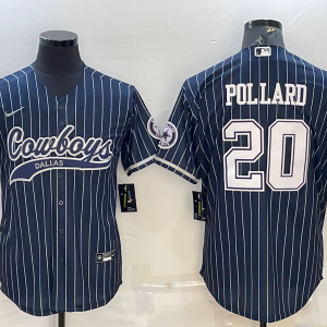 Men's Dallas Cowboys #20 Pollard Navy Nike Baseball Jersey