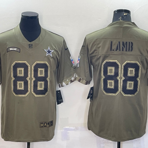 Men's Dallas Cowboys #88 CeeDee Lamb 2022 Olive Salute To Service Limited Jersey