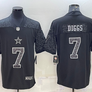 Men's Dallas Cowboys #7 Trevon Diggs Black Reflective Limited Jersey