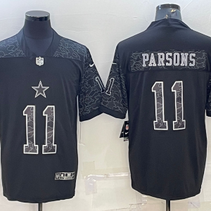 Men's Dallas Cowboys #11 Micah Parsons Black Reflective Limited Jersey