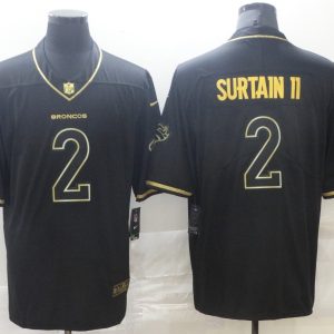 Men's Denver Broncos #2 Patrick Surtain II Black Golden Edition Limited Jersey