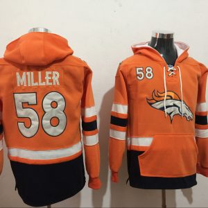 Men's Denver Broncos #58 Miller Orange Hoodie Sweatshirt