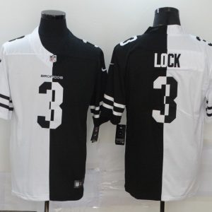 Men's Denver Broncos #3 Lock Black/White Split 2020 Vapor Untouchable Limited Jersey