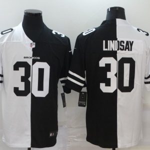 Men's Denver Broncos #30 Phillip Lindsay Black/White Split 2020 Vapor Untouchable Limited Jersey