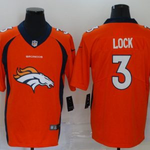 Men's Denver Broncos #3 Drew Lock Orange Team Big Logo Number Vapor Untouchable Limited Jersey