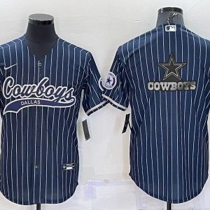 Men's Dallas Cowboys Blank Navy With Patch Baseball Jersey