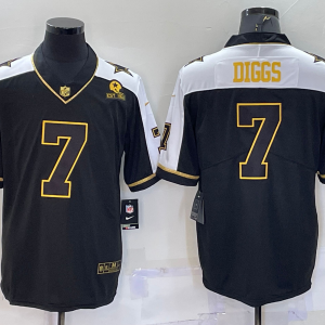 Men's Dallas Cowboys #7 Trevon Diggs Black Gold Thanksgiving With Patch Jersey