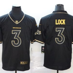 Men's Denver Broncos #3 Drew Lock Black 2019 Golden Edition Limited Jersey