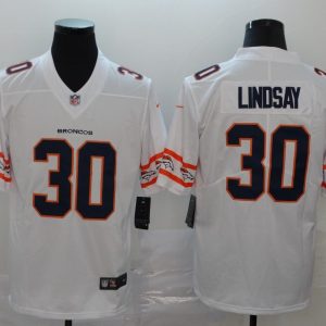 Men's Denver Broncos #30 Phillip Lindsay 2019 White Team Logo Limited Jersey
