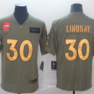 Men's Denver Broncos #30 Phillip Lindsay 2019 Olive/Gold Salute To Service Limited Jersey