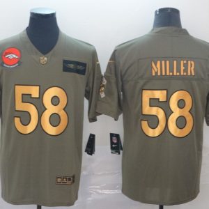 Men's Denver Broncos #58 Von Miller 2019 Olive/Gold Salute To Service Limited Jersey