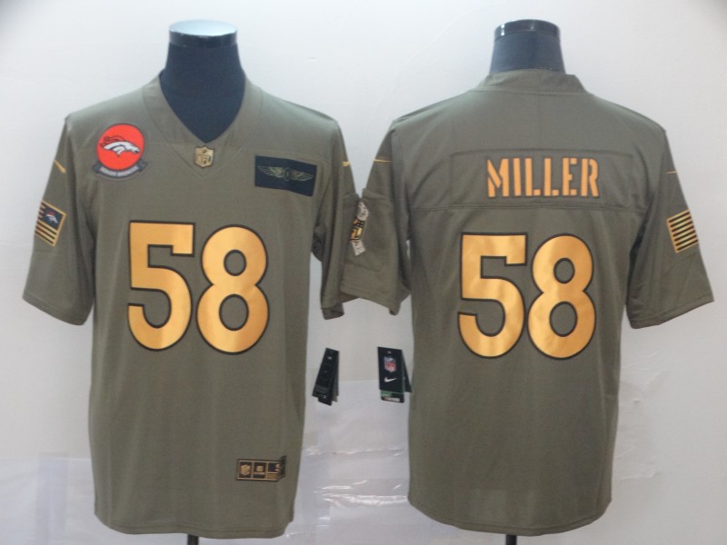 Men's Denver Broncos #58 Von Miller 2019 Olive/Gold Salute To Service Limited Jersey