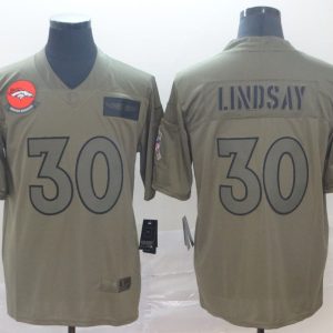 Nike Broncos #30 Phillip Lindsay 2019 Olive Salute To Service Limited Men Jersey