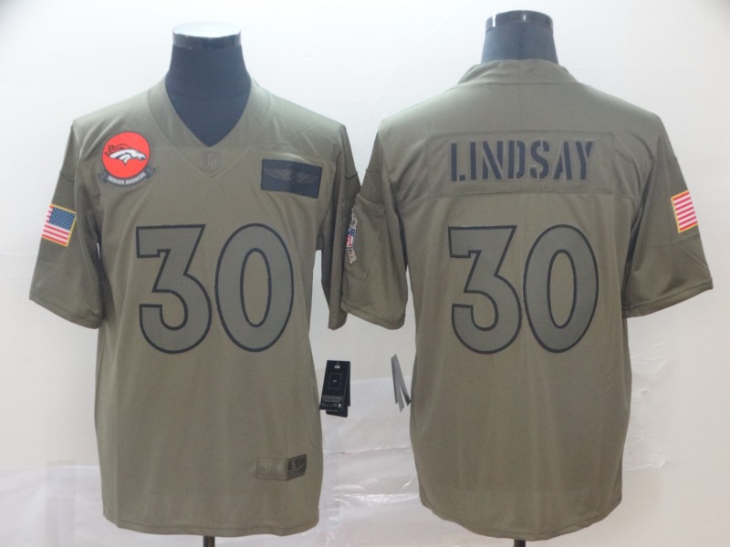 Nike Broncos #30 Phillip Lindsay 2019 Olive Salute To Service Limited Men Jersey